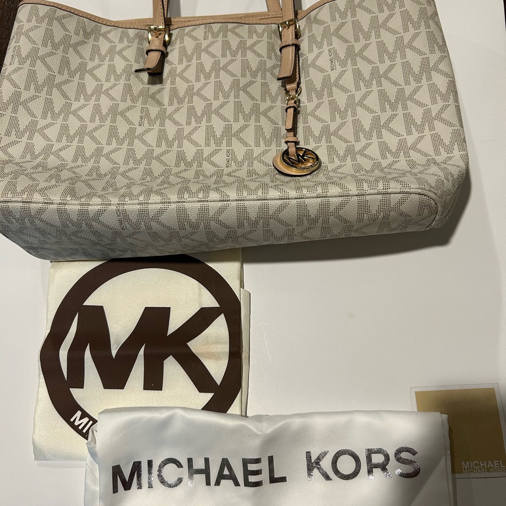 $258 Origprice Michael Kors Queen Large Signature Logo And Leather Tote Bag